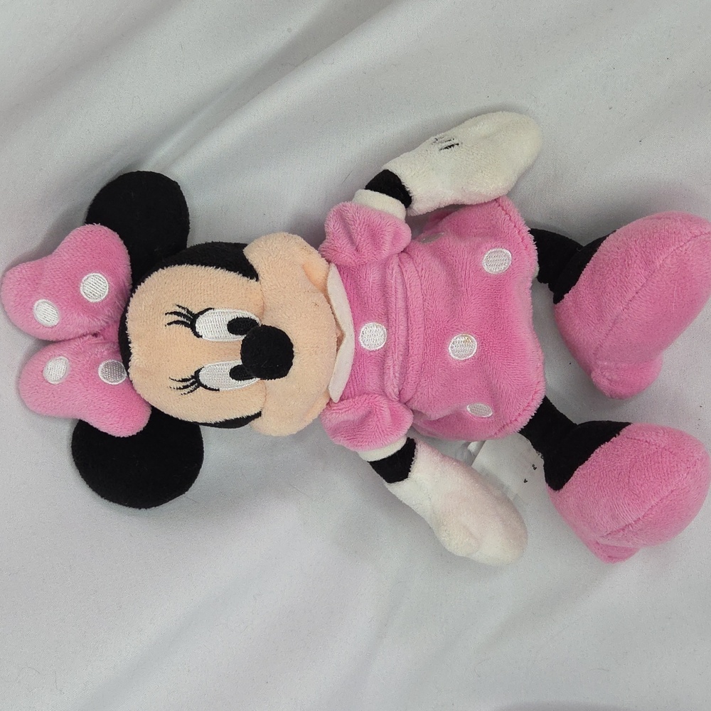 Minnie Mouse Disney Store Pink Plush 9" Fabric Eyes Baby Stuffed Animal